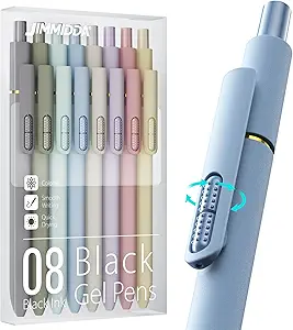 8Pcs Black Gel Pens - 0.7mm Medium Point Black Ink Pens | Smooth Writing - Quick Drying Retractable Pen for Men Women (Morandi - 8Pcs)
