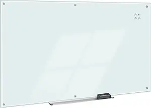 Glass Dry-Erase Board, Magnetic Frameless Whiteboard, 96W" x 48H"