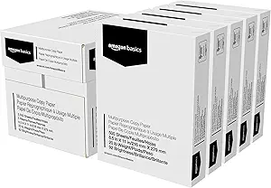 Multipurpose Copy Printer Paper, 20 lb, 8.5 x 11 Inches, 5 Reams (2,500 Sheets), 92 Bright White