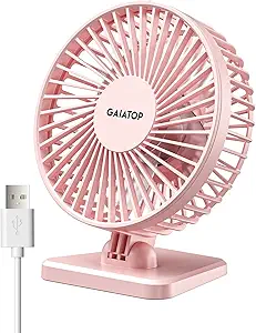 Gaiatop USB Desk Fan, Small But Powerful, Personal Portable Quiet 3 Speeds, Adjustable Mini Table Desktop fan for Cooling Home Office Car Summer Travel Gifts Pink