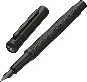 Matte Black Forest Fountain Pen Extra Fine Nib Classic Design with Converter and Metal Pen Box Set by Asvine