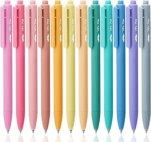 Retractable Gel Pens, 12 Pack, Assorted Colors Ink, Fine Point 0.7mm, Fast Dry, Smooth Writing, Cute Pens for Drawing, Writing Planner and School Supplies