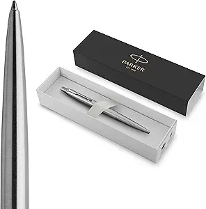 Jotter Ballpoint Pen, Stainless Steel with Chrome Trim, Medium Point, Blue Ink - Smooth Writing, Sleek, Polished, Professional, Desk Essentials