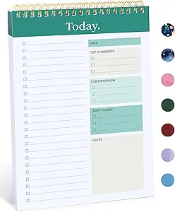 To Do List Notepad - To Do List Notebook for Work with 52 Sheets, 9.8" x 6.5", Undated Daily Planner Perfect for Daily Tasks and Goal Setting, Notepad Suitable for Office, Home & School - Greenery Sway