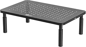 WALI Computer Monitor Stand for Desk, Adjustable Laptop Riser, Desk Monitor Stand Underneath Storage for Office, Home, School Supplies (STT003), 1 Pack, Black